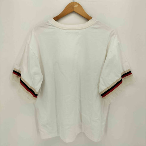 レディラックルカ LADY LUCK LUCA 23SS ラインチュールフリルTシャツ 袖チュール クルーネック プルオーバー レディース