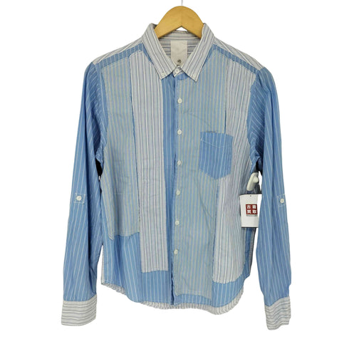 three stones throw クレイジーパターン ストライプシャツ メンズ JPN:M