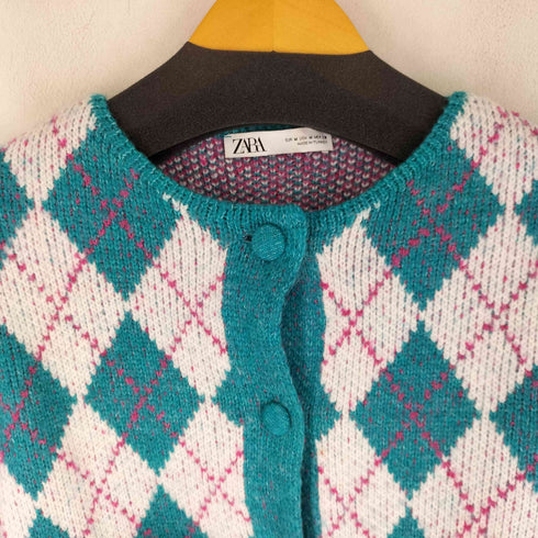 ザラ ZARA アーガイル柄 ニット カーディガン レディース import:M