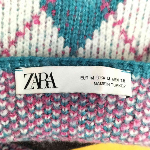 ザラ ZARA アーガイル柄 ニット カーディガン レディース import:M
