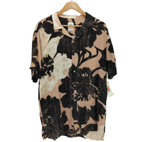 ザラ ZARA レーヨン オープンカラー S/S シャツ メンズ import:XL