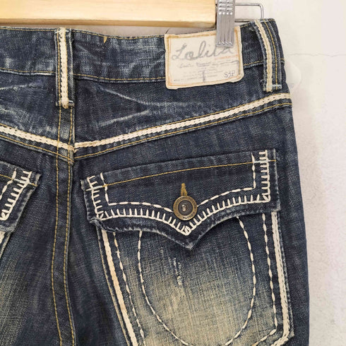 LOLITA JEANS フェード ハチノス ステッチデザインストレートデニムパンツ Y2K レディース 28