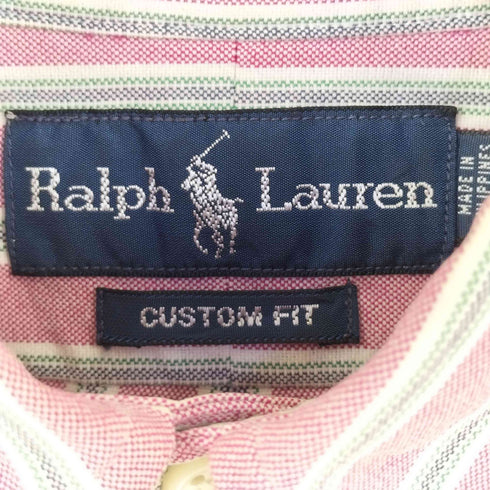 ラルフローレン RALPH LAUREN 90s CUSTOM FIT ポニー刺繍 ストライプレギュラーカラー 長袖シャツ メンズ import:XS