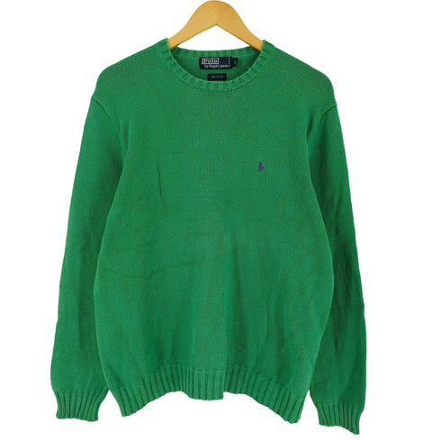 ポロバイラルフローレン Polo by RALPH LAUREN 90s ポニー刺繍 クルーネックコットンニット メンズ JPN:L