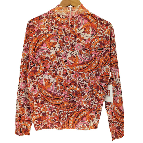 MORLEY 花柄 メッシュ マルチカラーハーフジップ レディース 36