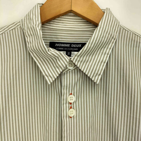 コムデギャルソンオムドゥ COMME des GARCONS HOMME DEUX 18AW AD2018 デザインボタン ストライプ レギュラーカラーシャツ メンズ JPN:M