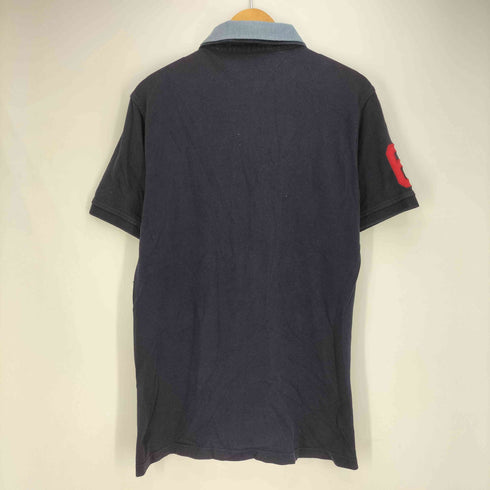 トミーヒルフィガー TOMMY HILFIGER ロゴ刺繍 ワッペン エンブレム 2枚襟 鹿の子 ポロシャツ メンズ import:XL