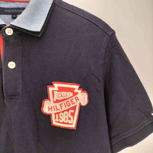 トミーヒルフィガー TOMMY HILFIGER ロゴ刺繍 ワッペン エンブレム 2枚襟 鹿の子 ポロシャツ メンズ import:XL