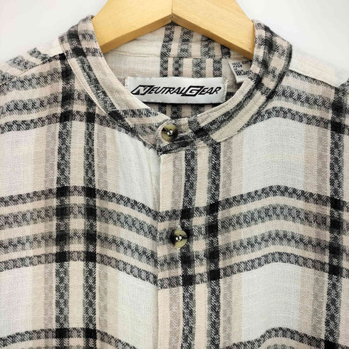 NEUTRAL GEAR インド製 バンドカラー チェック シャツ メンズ import:M