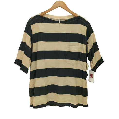 M'S BRAQUE ボーダー リネン レーヨン バスク シャツ メンズ ML
