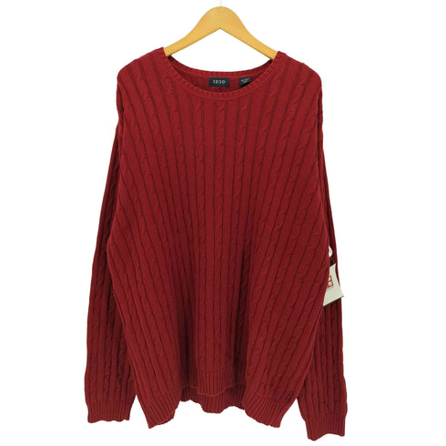 アイゾッド IZOD ケーブル編み クルーネック コットン ニット メンズ import:XL