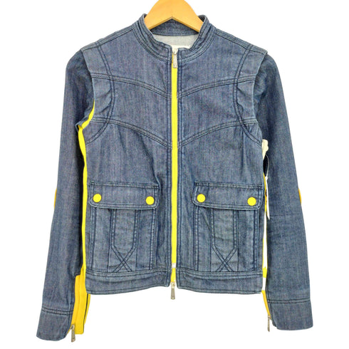 ディーゼル DIESEL YELLBAN ダブルジップ エルボーパッチ デニム ライダースジャケット Y2k メンズ import:XS