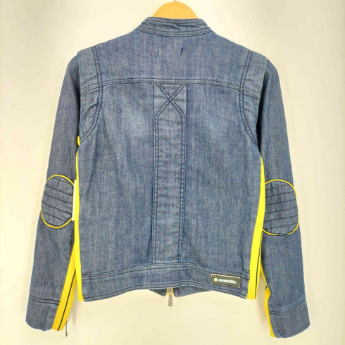 ディーゼル DIESEL YELLBAN ダブルジップ エルボーパッチ デニム ライダースジャケット Y2k メンズ import:XS