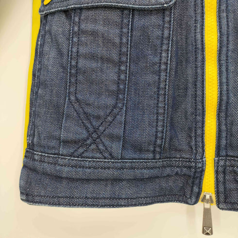 ディーゼル DIESEL YELLBAN ダブルジップ エルボーパッチ デニム ライダースジャケット Y2k メンズ import:XS