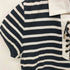 バーバリーブルーレーベル BURBERRY BLUE LABEL ワンポイント刺繍 レースアップ ボーダー S/S ポロシャツ Y2K レディース EUR:38
