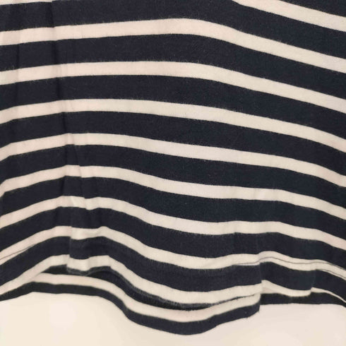 バーバリーブルーレーベル BURBERRY BLUE LABEL ワンポイント刺繍 レースアップ ボーダー S/S ポロシャツ Y2K レディース EUR:38