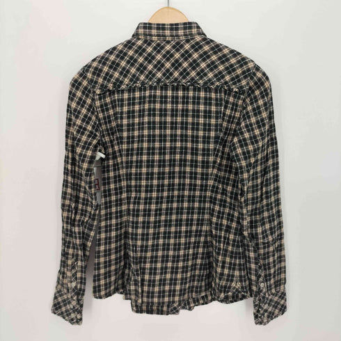 バーバリーブルーレーベル BURBERRY BLUE LABEL ワンポイント刺繍 フリル スナップボタン チェック L/S ウエスタン シャツ レディース FR:36