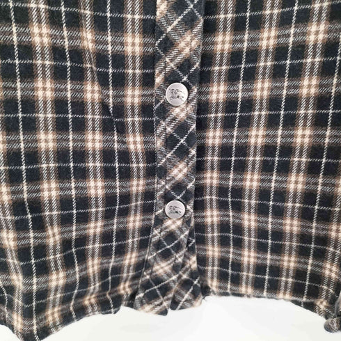 バーバリーブルーレーベル BURBERRY BLUE LABEL ワンポイント刺繍 フリル スナップボタン チェック L/S ウエスタン シャツ レディース FR:36