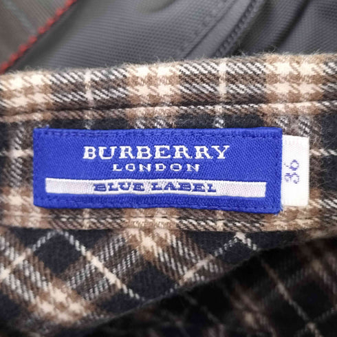 バーバリーブルーレーベル BURBERRY BLUE LABEL ワンポイント刺繍 フリル スナップボタン チェック L/S ウエスタン シャツ レディース FR:36