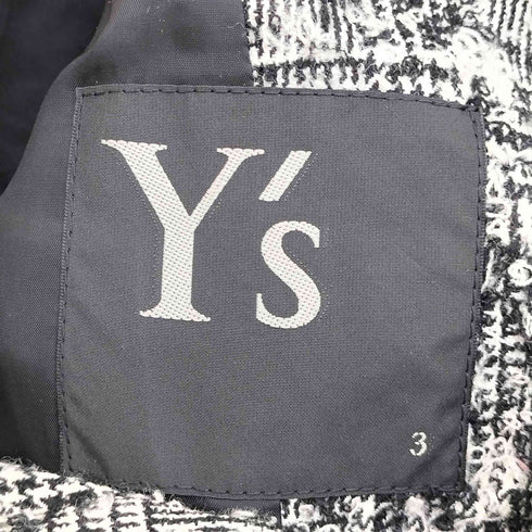 ワイズ Ys 11aw フロントポケット チェック ウール ツイード 3Bテーラードジャケット レディース JPN:3