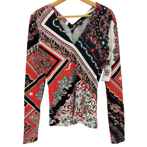 ジャストカヴァリ Just Cavalli ペイズリー柄 深Vネック ジャージートップ レディース 44