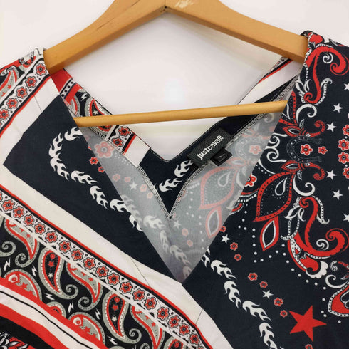 ジャストカヴァリ Just Cavalli ペイズリー柄 深Vネック ジャージートップ レディース 44