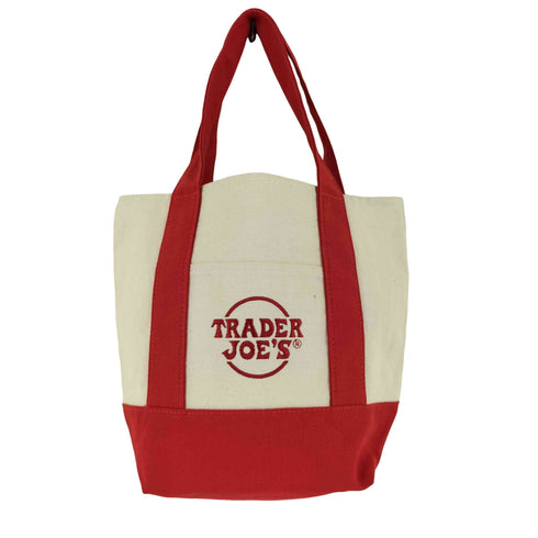 TRADER JOE'S 刺繍デザイン キャンバスハンドバッグ メンズ