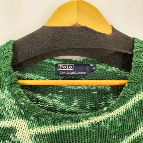 ポロラルフローレン POLO RALPH LAUREN リメイク ブリーチ加工 コットンニット メンズ import:XL