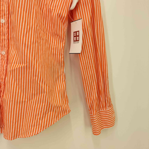 ラルフローレン RALPH LAUREN SLIM FIT ポニー 刺繍 ストライプ L/S レギュラーカラー シャツ 襟芯 レディース S 160/92A