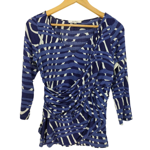 マックスマーラ MAX MARA 白タグ 総柄 レーヨン ストレッチ ドレープ Vネック カットソー レディース import:M