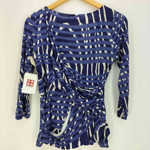 マックスマーラ MAX MARA 白タグ 総柄 レーヨン ストレッチ ドレープ Vネック カットソー レディース import:M