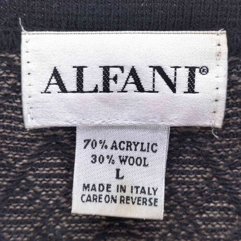 アルファニ ALFANI 90-00S MADE IN ITALY イタリア製 アクリル ウール 総柄 襟付き 3D ニット ポロ セーター メンズ import:L