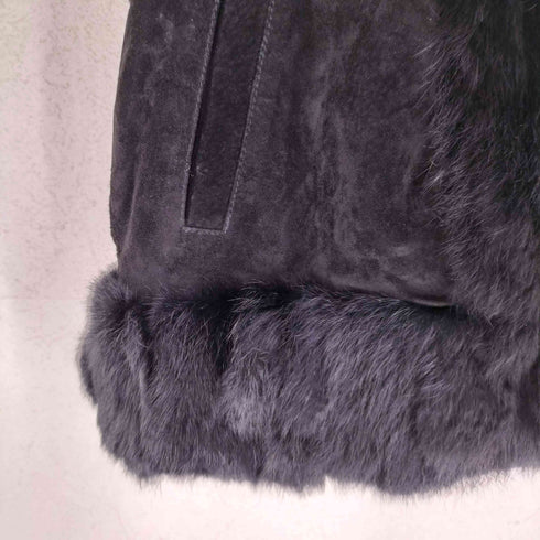 グリーンレーベルリラクシング GREEN LABEL RELAXING pig leather&rabbit fur ピッグレザー&ラビットファー ファー切替ダッフルコート Y2K レディース 38