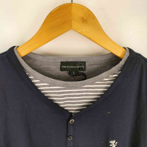 ザスコッチハウス The Scotch House ヘンリーネック カシミヤ混 ニット メンズ L