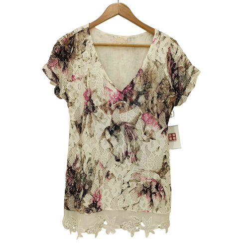 Lully x Cositamo イタリア製 フラワーデザイン レースブラウス レディース import:L