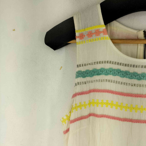 パオラフラーニ PAOLA FRANI ボーダー刺繍 ノースリーブワンピース レディース I 42