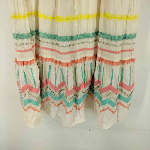 パオラフラーニ PAOLA FRANI ボーダー刺繍 ノースリーブワンピース レディース I 42