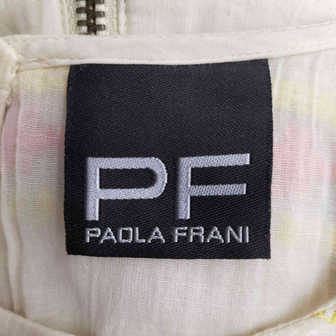 パオラフラーニ PAOLA FRANI ボーダー刺繍 ノースリーブワンピース レディース I 42