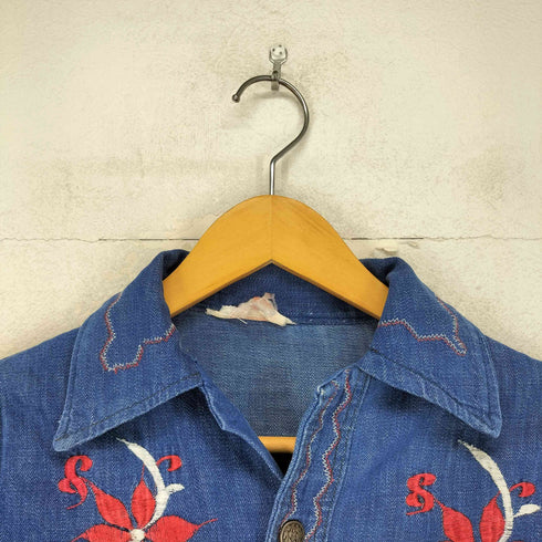 70s~ メキシコ製 刺繍デニムジャケット レディース DE:32