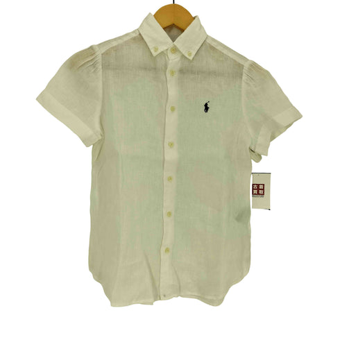 ポロバイラルフローレン Polo by RALPH LAUREN リネン100% ポニー刺繍 半袖 ボタンダウンシャツ レディース XXS