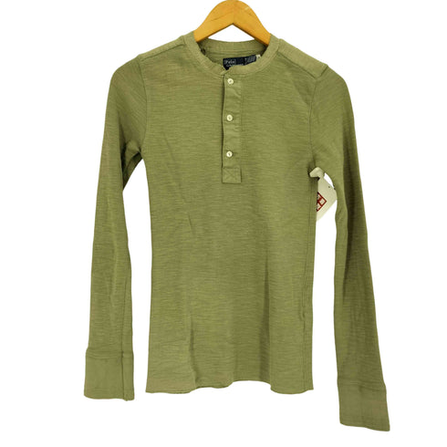 ポロバイラルフローレン Polo by RALPH LAUREN コットン ヘンリーネックTシャツ レディース import:XS
