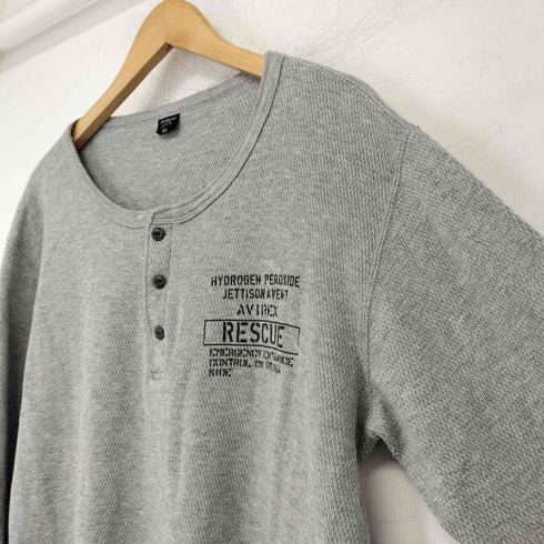 アヴィレックス AVIREX ハニカムワッフル長袖ヘンリーネックTシャツ メンズ JPN:XL