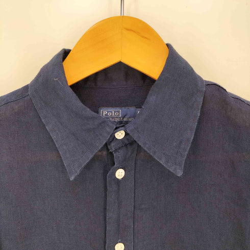 ポロバイラルフローレン Polo by RALPH LAUREN OVERSIZE FIT リネン100% 袖ポニー シアーシャツ レディース XXS