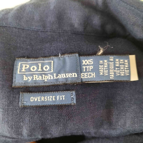 ポロバイラルフローレン Polo by RALPH LAUREN OVERSIZE FIT リネン100% 袖ポニー シアーシャツ レディース XXS