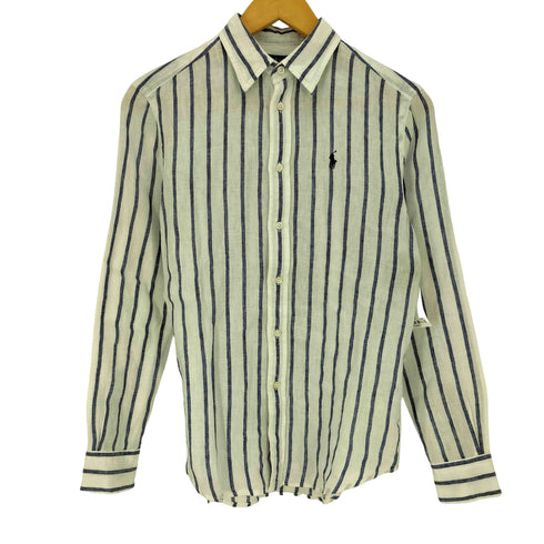 ポロラルフローレン POLO RALPH LAUREN RELAXED FIT リネン100% ポニー刺繍 ストライプシャツ レディース import:XS