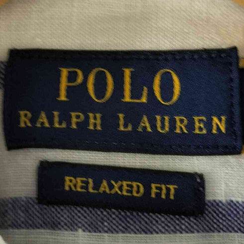 ポロラルフローレン POLO RALPH LAUREN RELAXED FIT リネン100% ポニー刺繍 ストライプシャツ レディース import:XS