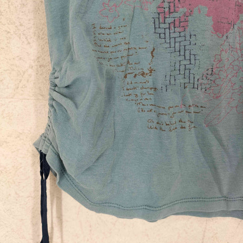 To The Angel ラインストーン サイドレース グラフィックプリントVネックTシャツ Y2K レディース JPN:M