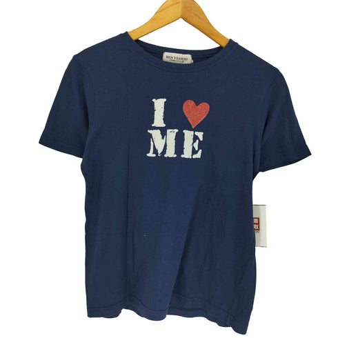 BEN VENUTO I LOVE ME ラメ加工 フロントプリントクルーネックチビTシャツ Y2K レディース JPN:L