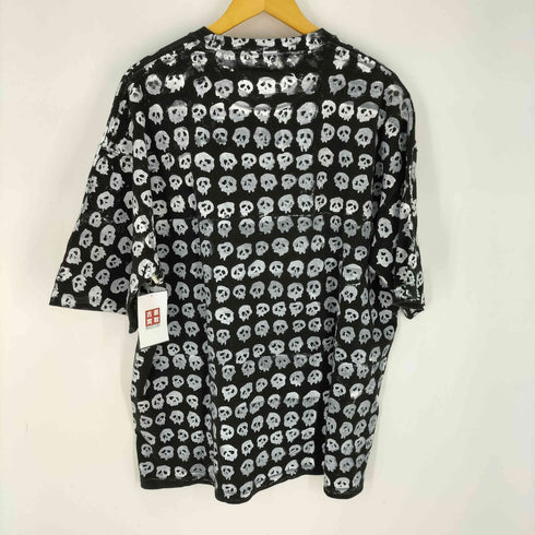 スカルプリント 総柄 クルーネック Tシャツ メンズ