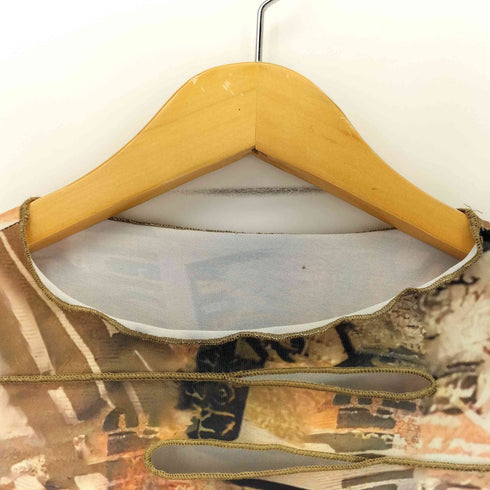 グラフィックプリント ダメージ加工 パワーネット タイト ロングスリーブ Y2K レディース import:M